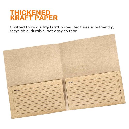 VistaRise Durable Heavy-Duty Multi-Purpose Kraft Paper Record Folders - Two-Pocket, Preprinted to Track Job Progress, Classification, and Storage (9.4" x 11.5", Pack of 25)