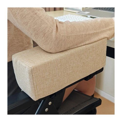 Office Chair Armrest Pads 2 Pc Cotton Linen Foam Elbow Pillow Chair Armrest Pads Support Arm Rest for Office Chair Elbow Relief(Beige)