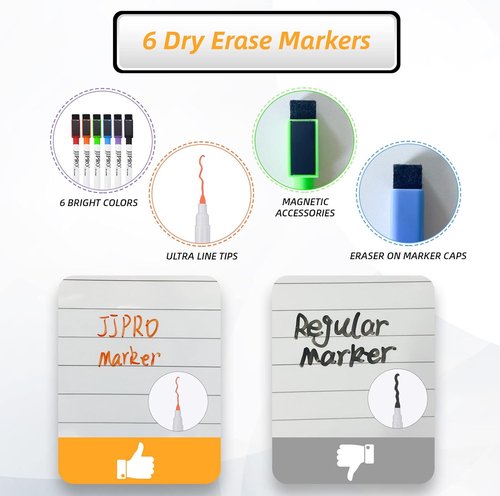 JJPRO Magnetic Dry Erase Chore Chart Set for Fridge | Includes Bonus Grocery Pads for Kids