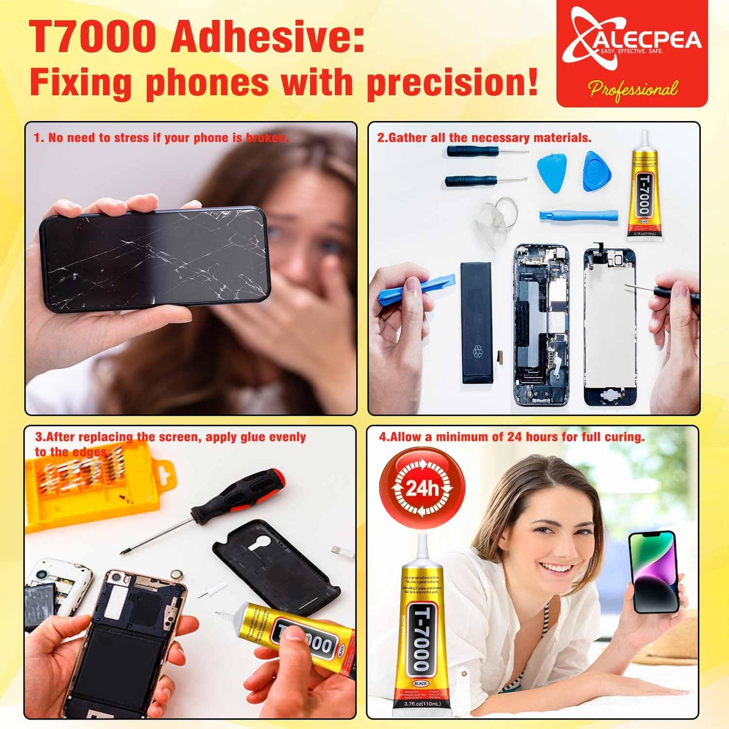 ALECPEA Upgrade T-7000 Black Adhesive Glue - 110ml | High-Performance Waterproof Adhesive for Precision Repairs, Perfect for Phone, Electronics, Jewelry, and Crafts