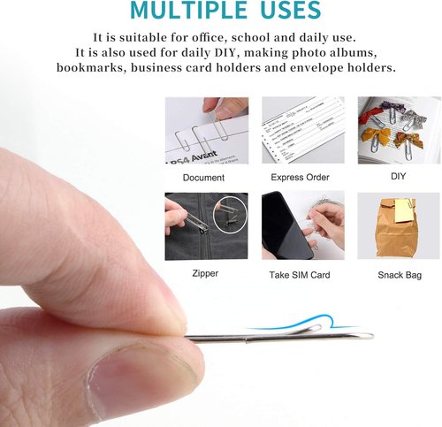 Regine Switzerland Paper Clips - 200 Pack Silver Paperclips for Office, School & DIY Projects