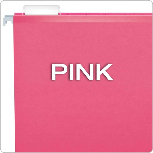 Pendaflex Reinforced Hanging Folders Letter Size Pink 1/5 Cut 25/Box and Two-Tone Color File Folders Letter Size 1/3 Cut Pink 100/Box Office Supply Bundle