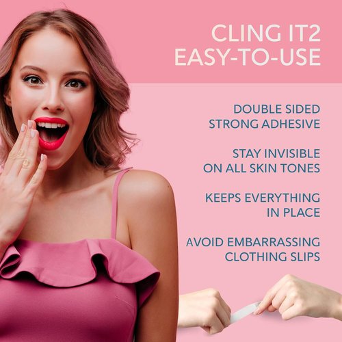 CLING IT2 Double-Sided Clothing Tape - Extra Strength, No Residue, Gentle on Skin, Transparent