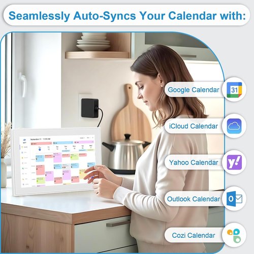 Skiennix 15.6 Inch Digital Calendar Wall Touch Screen | 32GB Smart Family Planner - Mountable Design