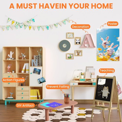 Clear Sticky Tack Adhesive Dots - Easy Peel Double-Sided Mounting Putty for Wall Hanging & Decorations