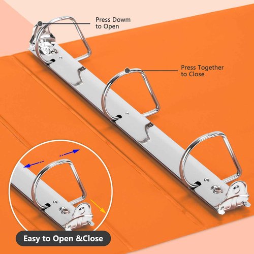 ViVin Sturdy 1.5 Inch 3 Ring Binder with Pockets, Slant-D Ring, PVC-Free, Customizable Clear View Binder,Holds 350 Sheets of 8.5" x 11" Paper,6 Pack (Orange)