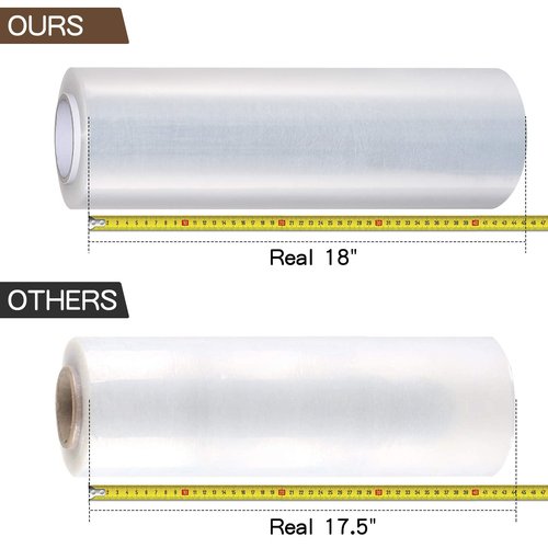 18" x 1500ft x 80 Gauge Thick (20 Micron) Clear Cast Pallet Stretch Wrap Film [Pack of 4 Rolls, 1500' Per Roll, Total 6000']