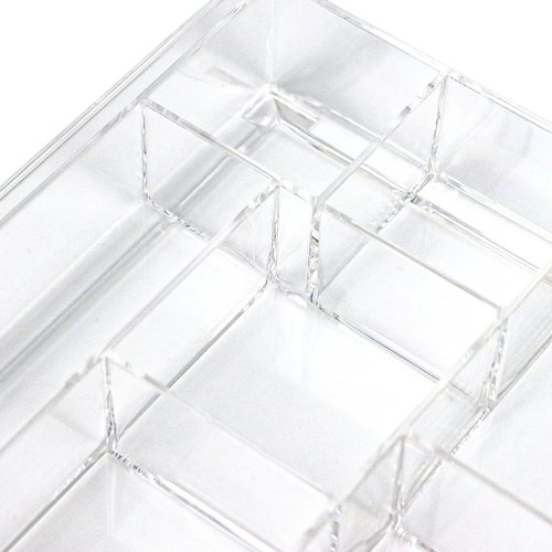 ZEXALOR 8-Section Clear Drawer Organizer, Large Acrylic Drawer Divider Tray for Desk,Bathroom,Office Makeup,Junk, Plastic Drawers Organizer 13.7" x 8.7" x 2" (8-Section)