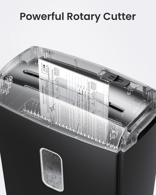 Locksworth 8-Sheet Micro Cut Paper Shredder P-4 High Security for Home Office Use with Handle, Shreds Credit Card/Staple 4 Gallons(Black) Visual Window Wastebasket