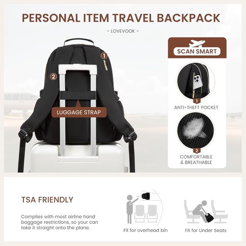 LOVEVOOK Laptop Backpack - Waterproof 17-Inch Teacher & Nurse Bag with Pouch Pocket - Black & Wicker Pattern