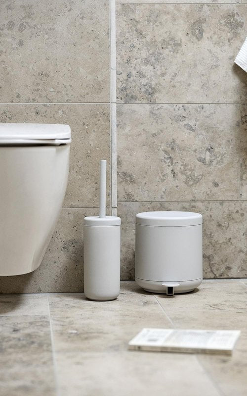 Zone Denmark Ume Bathroom Trash Bin, Cosmetic Bin, Waste Bin for Bathroom, Pedal Bin with Lid, Soft Grey (Grey), Diameter 7", Height 8", 4.2 litres,