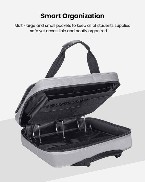 egiant 4 Inch 3 Ring Zipper Binder with Shoulder Strap & Handle & Multi-Pocket - 4" Binder with Zipper for School, Compatible with 13-Inch MacBook/Tablet -Patent Design Grey