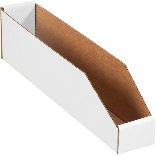 Aviditi Corrugated Cardboard Storage Bins, 3"x 18"x 4 1/2", White, Pack of 25, for Warehouse, Garage and Home Organization