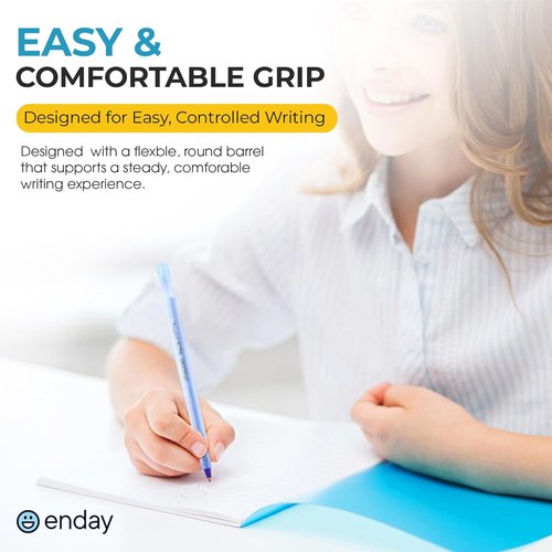 Enday Ballpoint Pens - 60 Pack with 30 Blue & 30 Black | Medium Point 1.0mm for Smooth Writing & Comfort