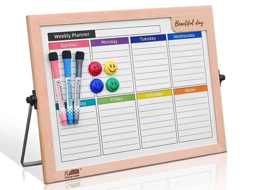 RXMC RUIXUANBOAD Desktop whiteboard 17.9x12.6 inch Magnetic Double-Sided Desktop Dry Erase Board Writing Board, Suitable for Home Office Teaching, Equipped with 3 Marker pens and 4 Magnets