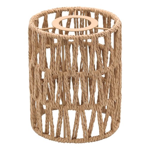 Giutna 1-Pack Boho Rattan Lamp Shades, 5.9" H x 4.7" D Woven Small Shade Replacement, 3-Tier 1.62in Fitter Farmhouse Pendant Light Cover for Chandelier Floor Wall Lamp(Brown)