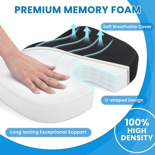 TushGuard Office Chair Cushions with Handles, Back&Seat Cushion, Sciatica & Back Coccyx Tailbone Discomfort Easing Chair Pad, Memory Foam Lumbar Support Pillow for Gaming, Desk, Wheelchair, Car(Black)