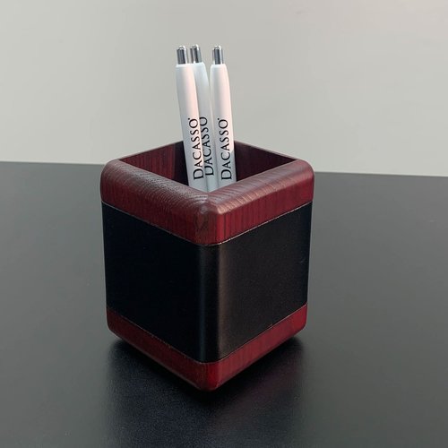 Dacasso Rosewood and Leather Pencil Cup