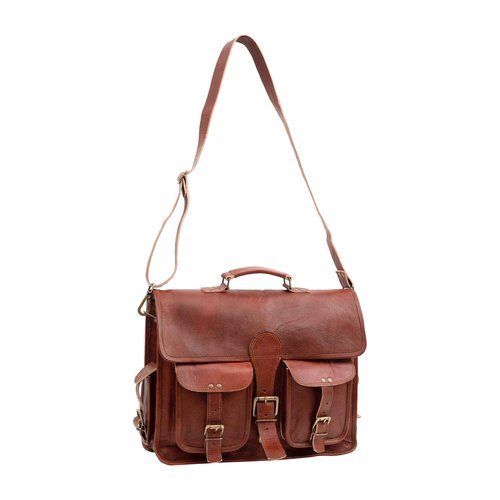 Handmade Leather Messenger Laptop Computer Satchel Distressed Bag (13" X 18") Stylish Backpack and Briefcase Bag for Men (PATTERN 2)