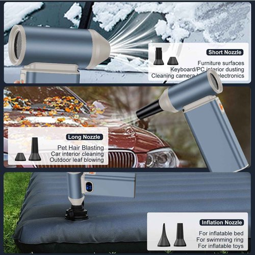 Metal Electric Compressed Air Duster, 300000RPM High Speed Rechargeable Air Blower&Pump for Leaf Blower with Digital Display, 4-Speed Modes-Brushless Motor Mini PC Dust Cleaner with Light(Beige)