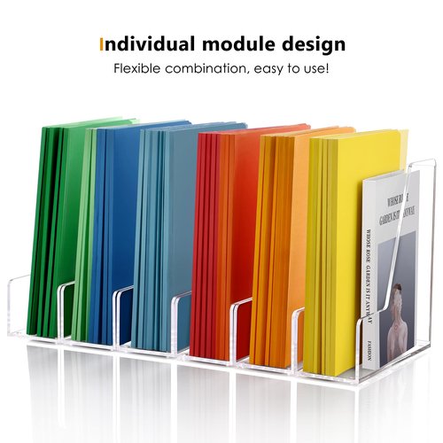 2-Pack Acrylic Magazine File Holder Desk Organizer Magazine Rack, Clear, Vertical File Sorter Holders, 9.45"D x 3.54"W x 10.24"H