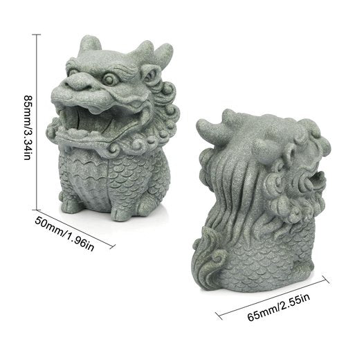 BEIZHAN Cute Pen Holder for Deask, Dragon Stone Pen Stand, Chinese Feng Shui Desk Organizer, Animal Figure for Office/Study Display Decoration