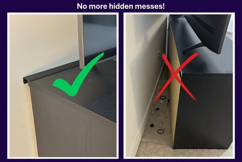 Generic Desk to Wall Gap Filler – Durable PVC Plastic Office Desk Attachment, Eliminates Desk-Wall Gaps, Easy Installation, Fits Most Desks, 72 Inches, Matte Black