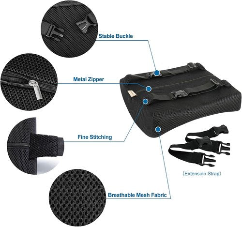 Regine Switzerland Lumbar Pillow - Memory Foam Back Support Cushion for Office & Car - Black