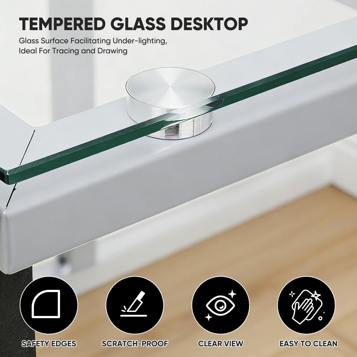 Magshion Professional Drafting Table for Adults Teens, Tilting Glass Tabletop Art Craft Desk Diamond Watercolor Paintings Sketching Work Station for Home Office Reading, Writing, Crafting (Clear)