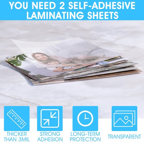 100 Pcs Matte Self Adhesive Laminating Sheets, 8.4 x 12.2 Inches Matte Finish Self Sealing Lamination Sheets, Clear Laminating Sheets No Machine Needed Self Sealing Laminate Sheets