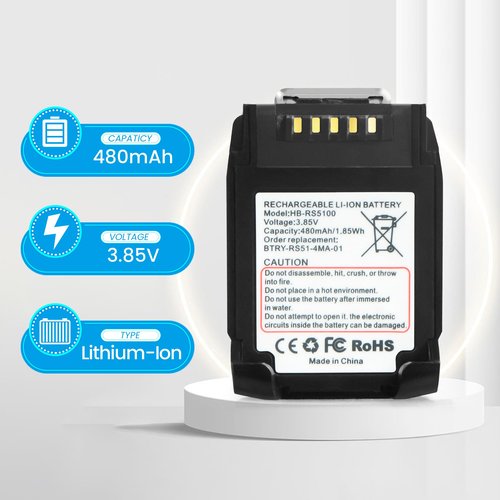 For Zebra RS5100 Scanner Battery Replacement: RS5100 RS51 BT-000397 BT-000398 2D Bluetooth Ring Scanner Battery for BTRY-RS51-7MA-01 BTRY-RS51-4MA-01 RSBT5 RS51B0 RS61 RS6100 Lithium Batteries 480mAh