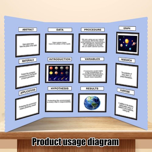 Paterr Trifold Presentation Board - Foldable 3 Panel Design with Storage Bag | Blue, 72 x 36 Inch