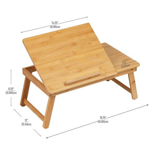Mind Reader Lap Desk Laptop Stand, Bed Tray, Dorm Room, Folding Legs, Rayon From Bamboo, 19.75"L x 12"W x 8.25"H, Brown