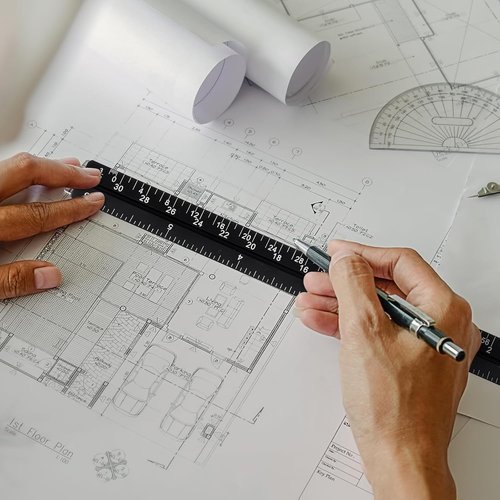 Prasacco 6-Inch Architectural Scale Ruler - Durable Aluminum Mini Ruler for Architects & Artists