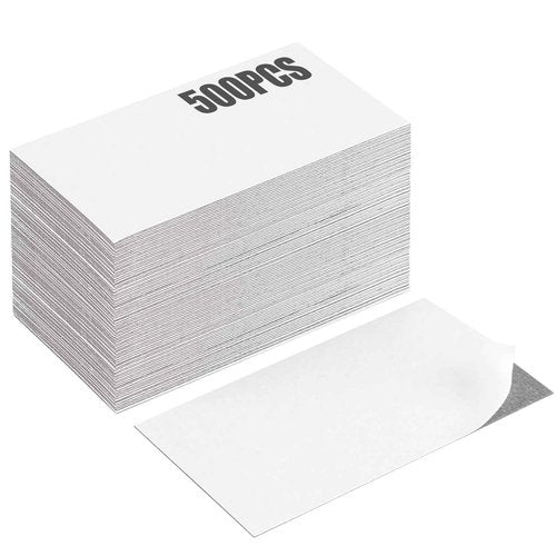 Business Card Magnets with Adhesive Backings 3.5X2" Pack of 500PCS.Self Adhesive Anisotropic Magnetic Tape,Peel and Stick Magnetic Name Cards,Bulk Package and Wellcost