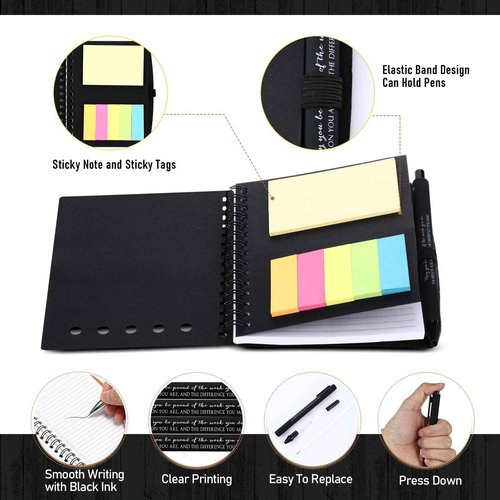 Resurhang 48 Pcs 24 Set Employee Appreciation Gift Bulk Rad Tech Week Inspirational A6 Notebook Pen Sticky Notepad Coworker Nurse Practitioner Christmas Party Favor Office Supplies(Black)
