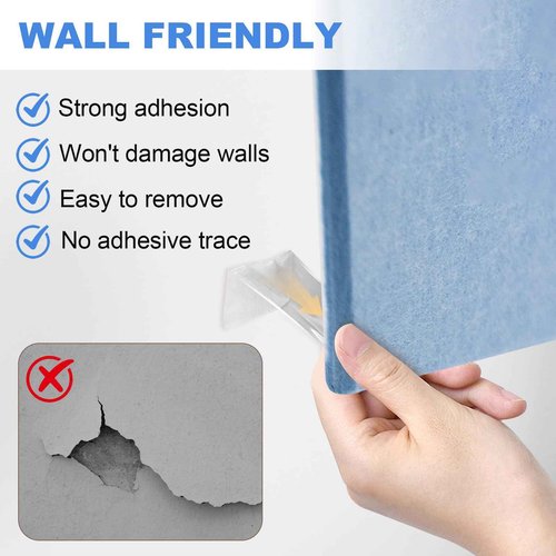 ZITUZY 12 Pieces Corkboards for Wall, 18 * 18 in Bulletin Board Decorations with Safe Removable Adhesive Tabs, Cork Wall Tiles Cork Board, for School, Home, Kitchen, Office (Blue)