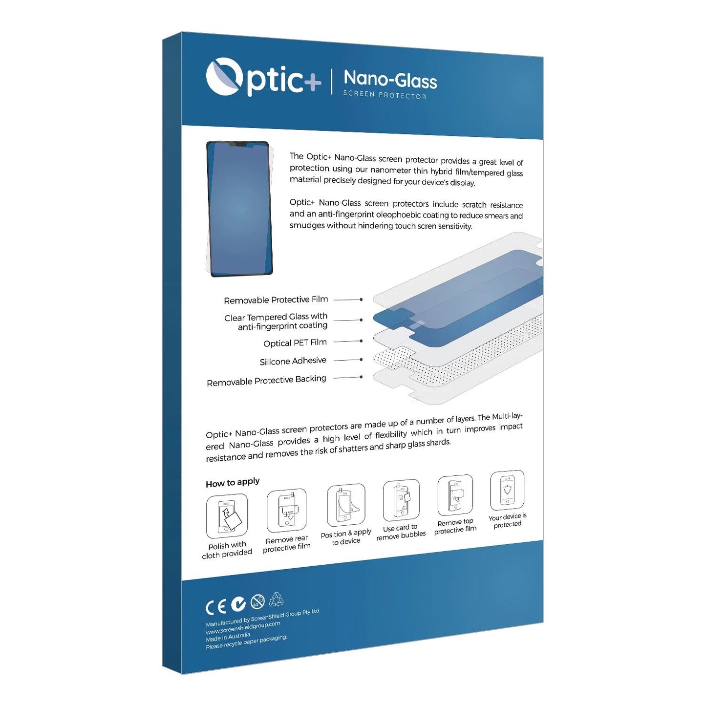 Optic+ Nano Glass Screen Protector for Yaesu FT-5DE/DR, Clear