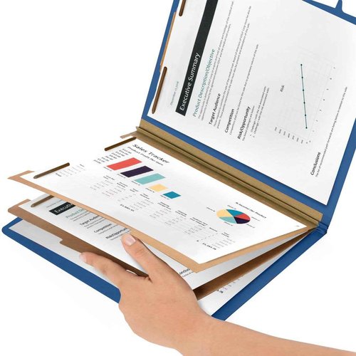 Blue Summit Supplies 30 Letter Size Dark Blue Classification Folders, 2 Dividers, 2 Inch Tyvek Expansions, Durable 2 Prongs, Letter Size, Dark Blue Color, 30 Pack