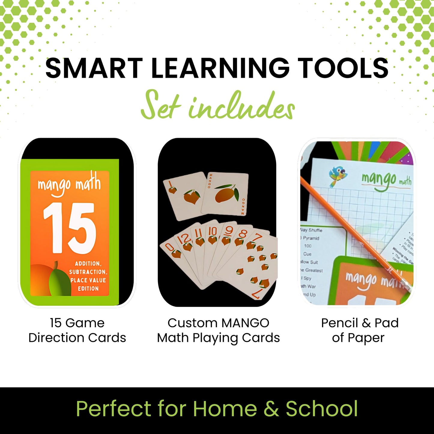 MANGO Math 15® - Math Flash Cards - Educational Math Games for Kids - Addition, Subtraction, Place Value Play & Learning Kit -2nd 3rd 4th Grades - Kids 6-12 - Set of 15 Games - English Version