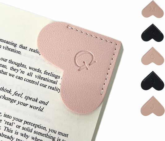 Skiennix Personalized Leather Bookmarks - Unique Heart Design for Reading Lovers | Pink, Great Gift for Teachers & Students