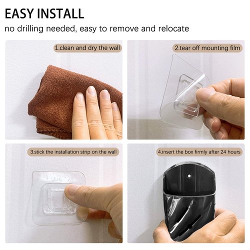 KOXHERO Remote Control Holder Wall Mount 6Pcs Stylish Organizer ABS Plastic Storage Box for TV AC Fan Remotes, No-Drill Adhesive or Screw Installation for Bedroom Headboard Office (Black)
