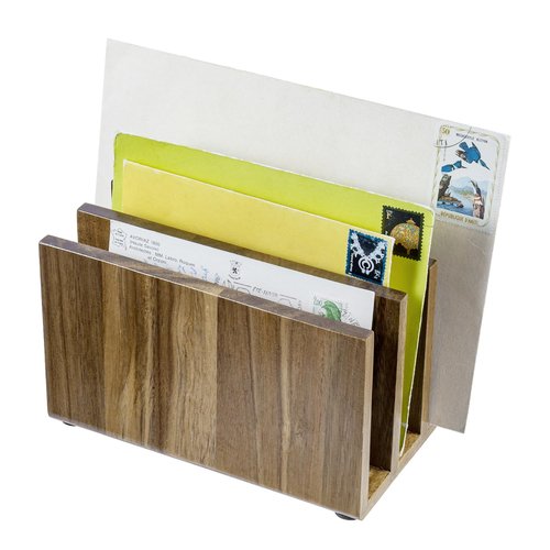MyGift 3 Slot Premium Acacia Solid Wood Mail Holder, Entryway Countertop Letter Organizer, Office Desktop File Sorter, Bill Divider, Envelope Storage Bin