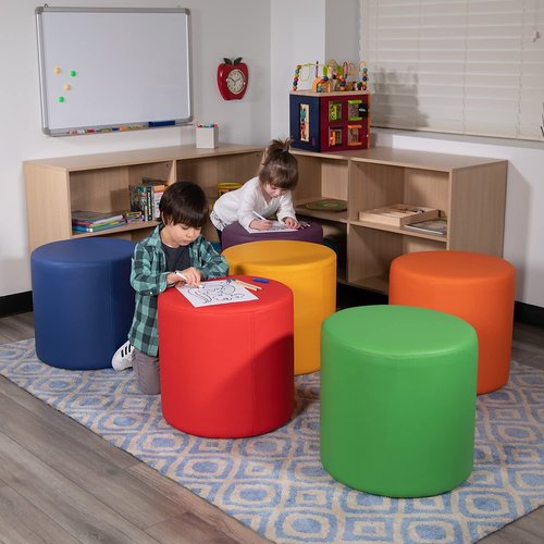 Flash Furniture Nicholas Soft Seating Flexible Circle for Classrooms and Common Spaces - 18" Seat Height (Blue)