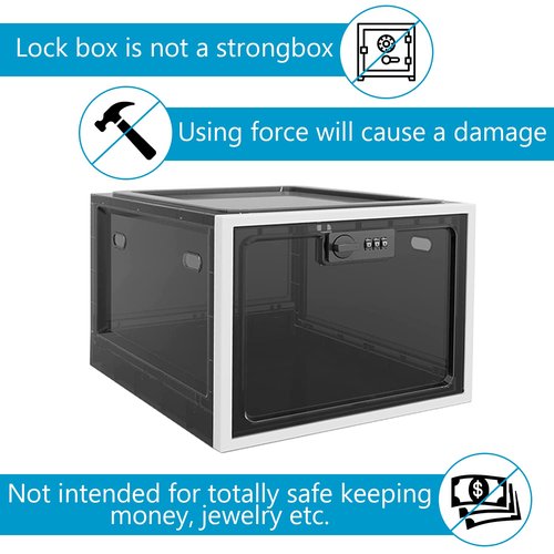 Habit Control Medicine Lock Box with Combination Lock, Large Medication Lock Box with Code, Locked Refrigerator Box for Food, Snack, Tablet Storage Locker, Cell Phone Jail Classroom, Family (Black)