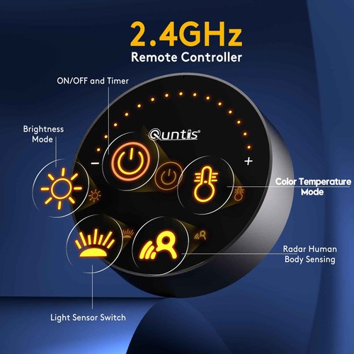 Quntis 20.5'' Computer Monitor Light - Radar Motion Sensor, Eye-Care Professional Desk Lamp Bar, Stepless Dimming Remote Control, Auto-Dimming & Timer, Space Saving Fit for Curved & All Screens