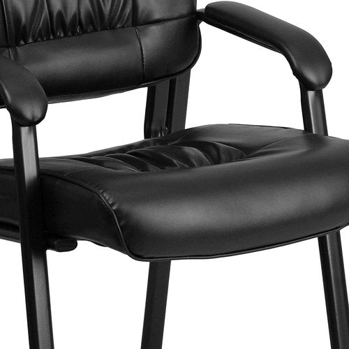 Flash Furniture Haeger LeatherSoft Executive Reception Chair - Tufted Design with Padded Armrests, Black