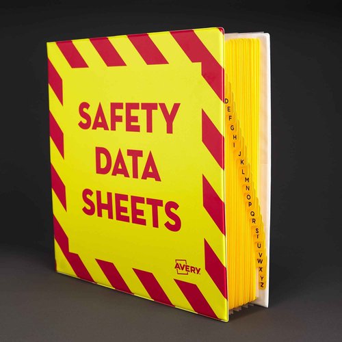 Avery Heavy-Duty Industrial SDS Binder, 3" One-Touch Rings, Yellow/Red Border (18952)