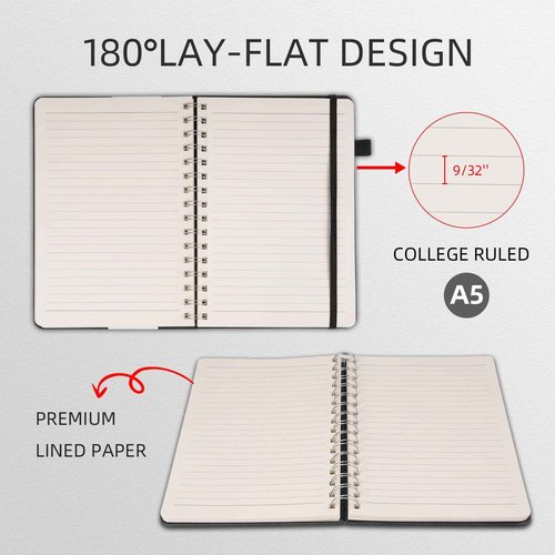 OnMove Spiral Notebooks Journal for Women Men 12 Pack Bulk Leather Hardcover with Pen Holder A5 160 Pages 100 GSM Thick Paper for Work School Lined Brown