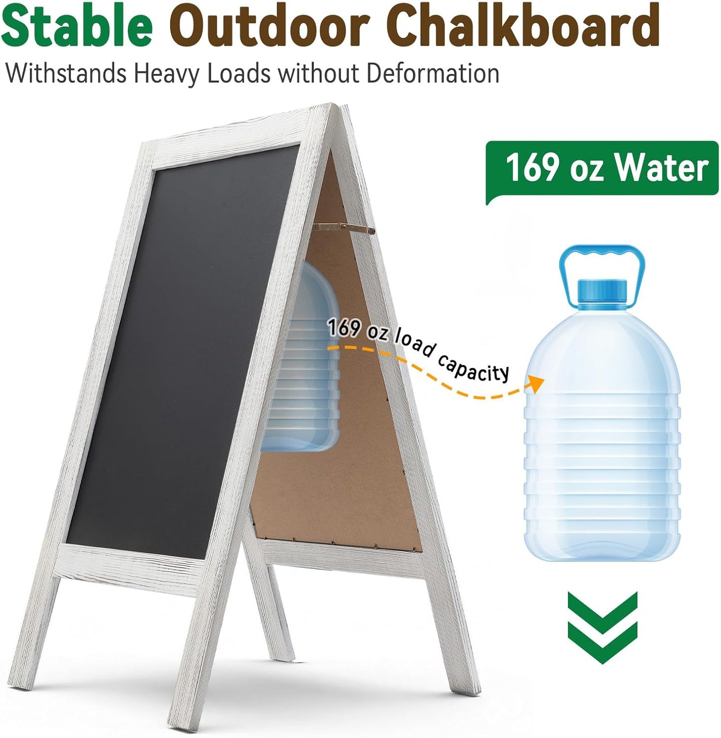 TEAKMAMA Chalkboard Signs - 40x20 Double-Sided A-Frame Easel for Outdoor Business & Weddings - White